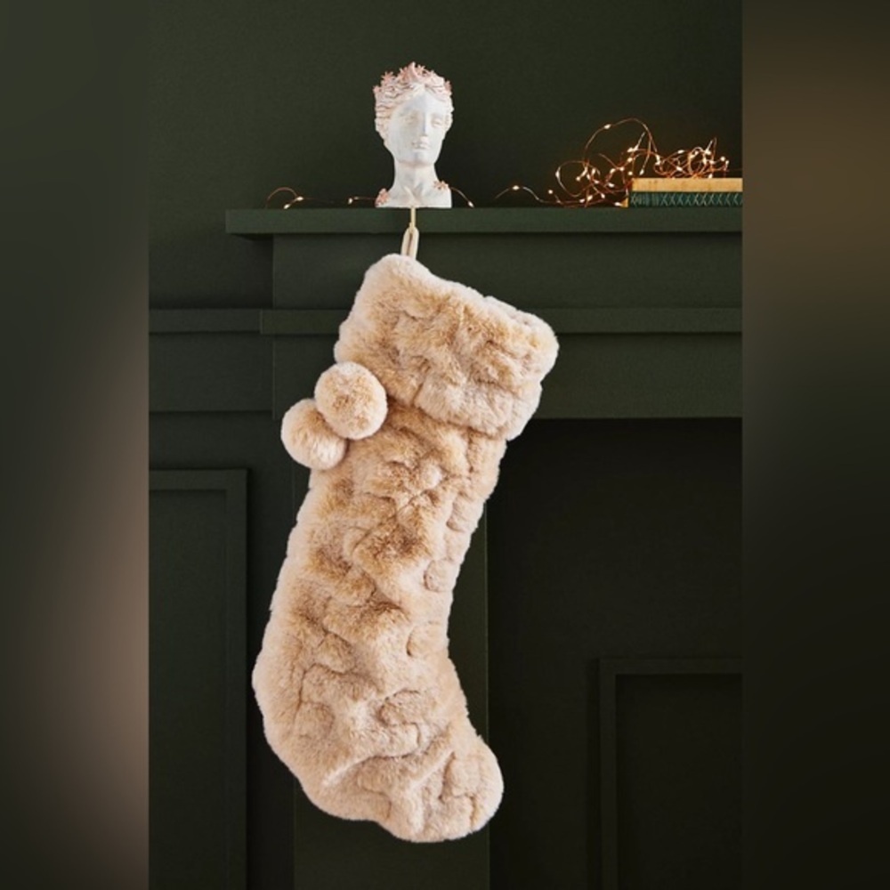 New🌟Vera Embroidered Faux Fur Stocking-Ivory